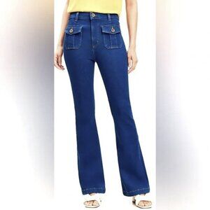 Loft High Rise Patch Pocket Slim Flare Jeans